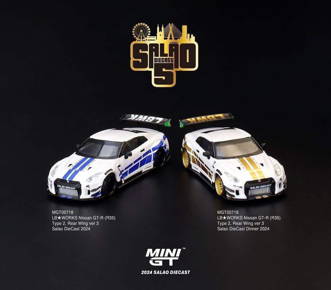 Mini GT Salao DieCast 2024 Exclusive Mini GT #718 & #719 LB Works Nissan GT-R R35