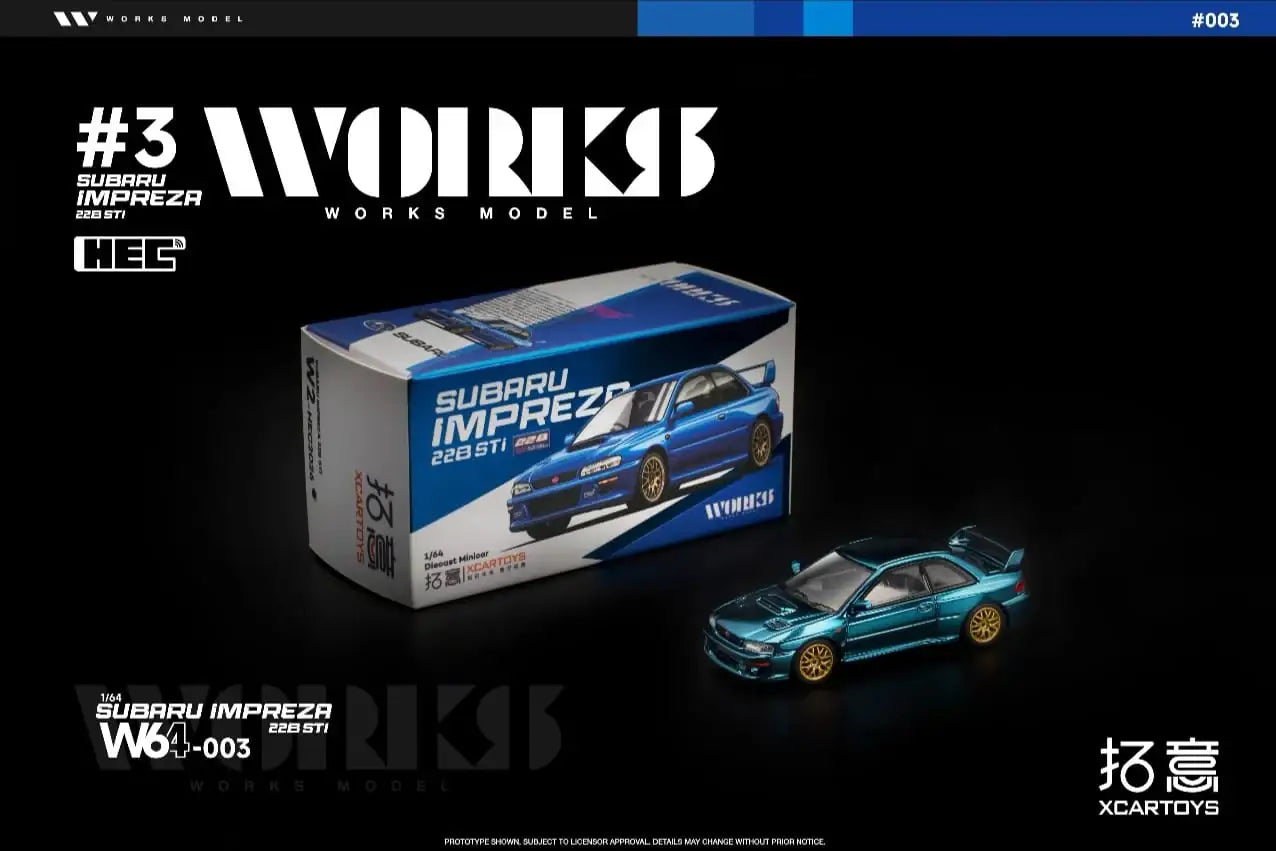 XCARTOYS Works Model x XCarToys 1:64 Subaru Impreza 22B STi #003 HEC Exclusive
