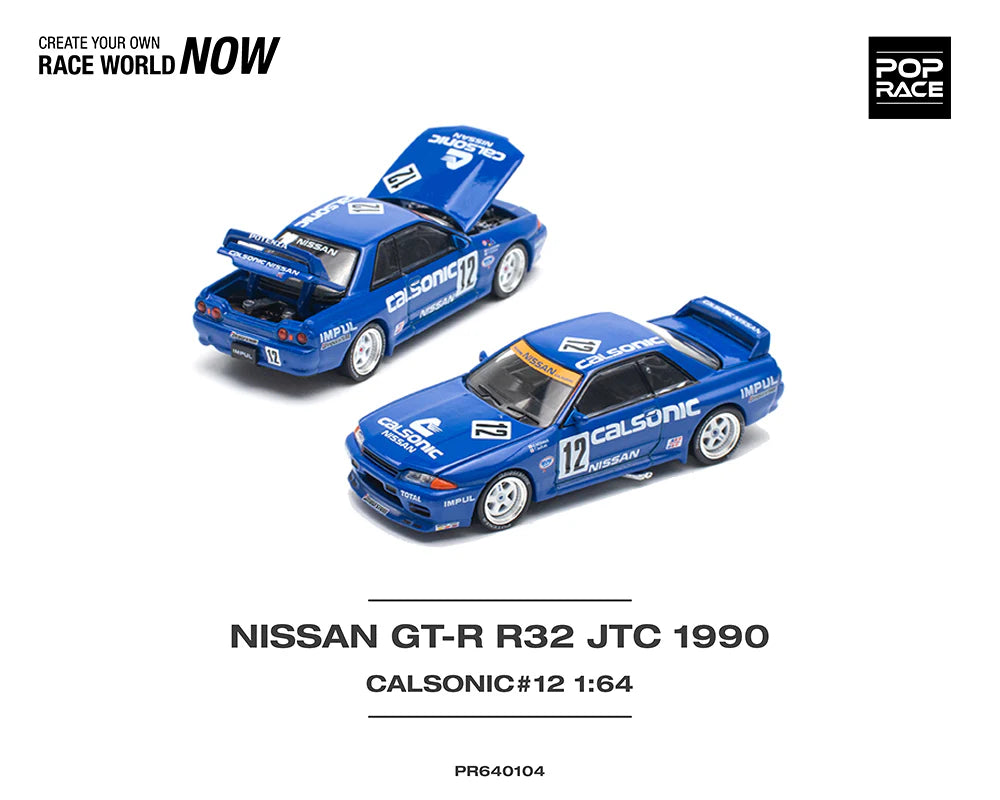 Pop Race 1/64 Nissan Skyline GT-R R32 JTC 1990 CALSONIC #12