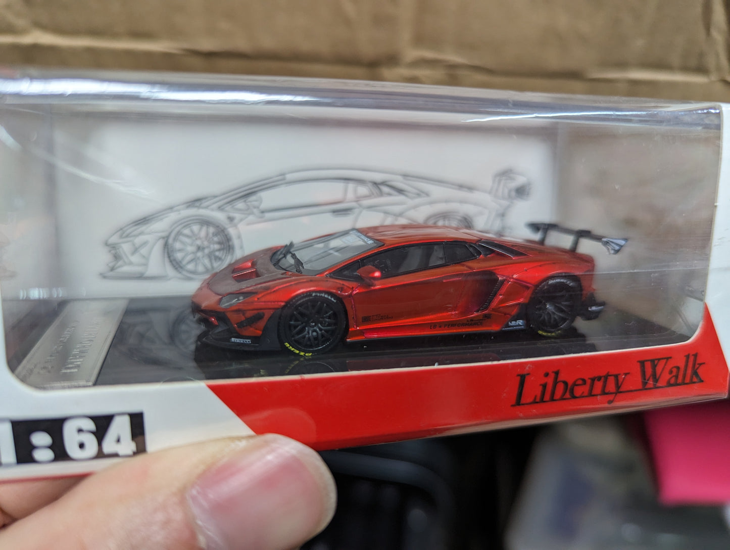 JEC LB Lamborghini Aventador V2.0 Red Resin 1:64 Scale