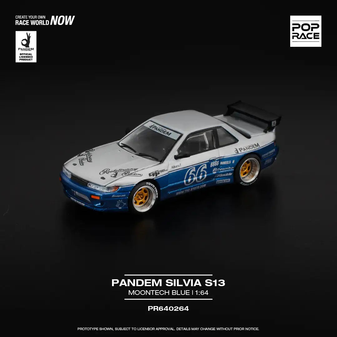 Pop Race 1:64 Scale PANDEM SILVIA S13 - MOONTECH Blue-Pop Race-1:64-Mobile Garage HK