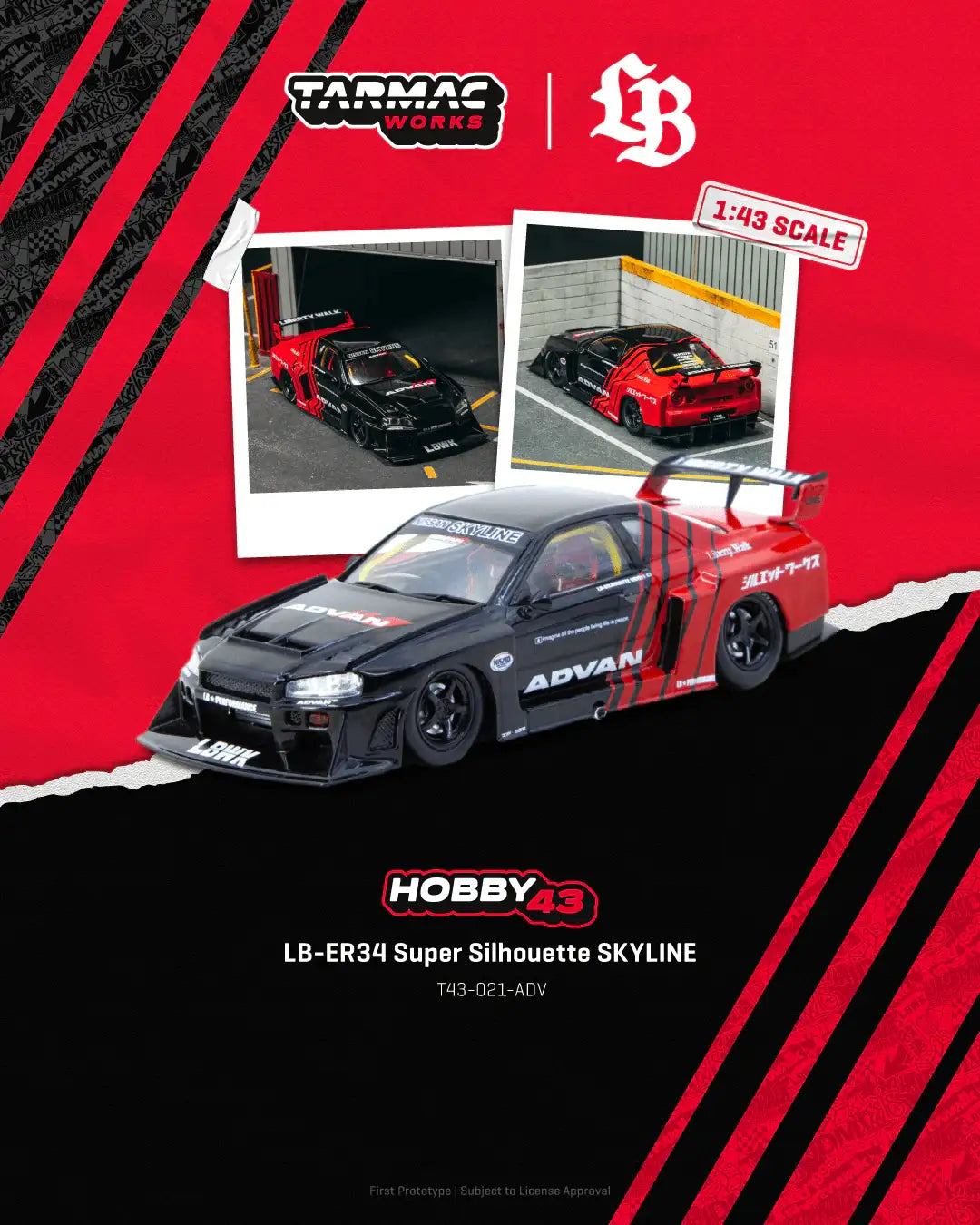 Tarmac Works 1:43 Scale LB-ER34 Super Silhouette SKYLINE ADVAN