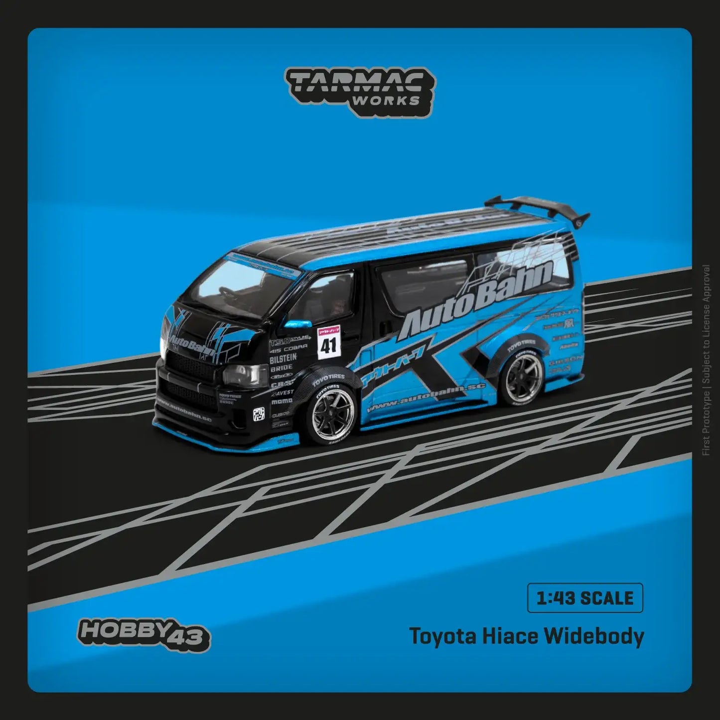 Tarmac Works 1:43 Scale Toyota Hiace Widebody Black / Blue