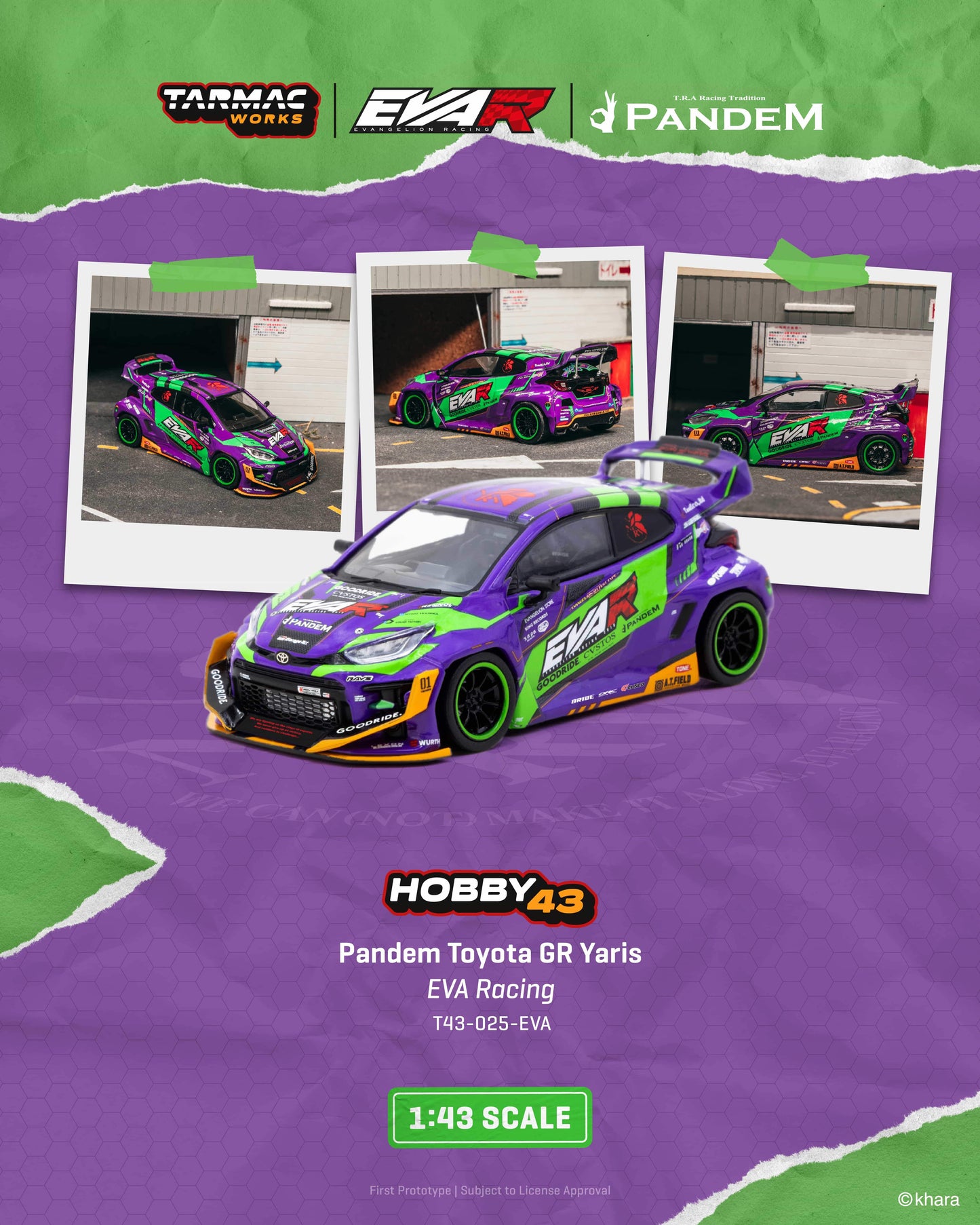 Tarmac Works 1:43 Scale Pandem Toyota GR Yaris EVA Racing