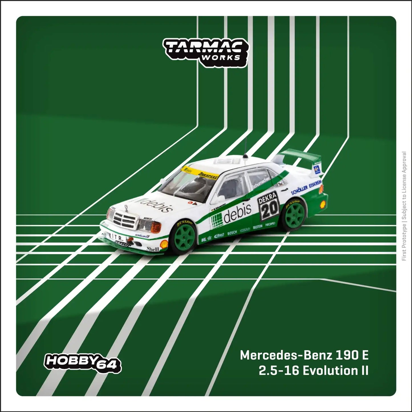 Tarmac Works 1:64 Scale Mercedes-Benz 190 E 2.5-16 Evolution II DTM 1991 Michael Schumacher