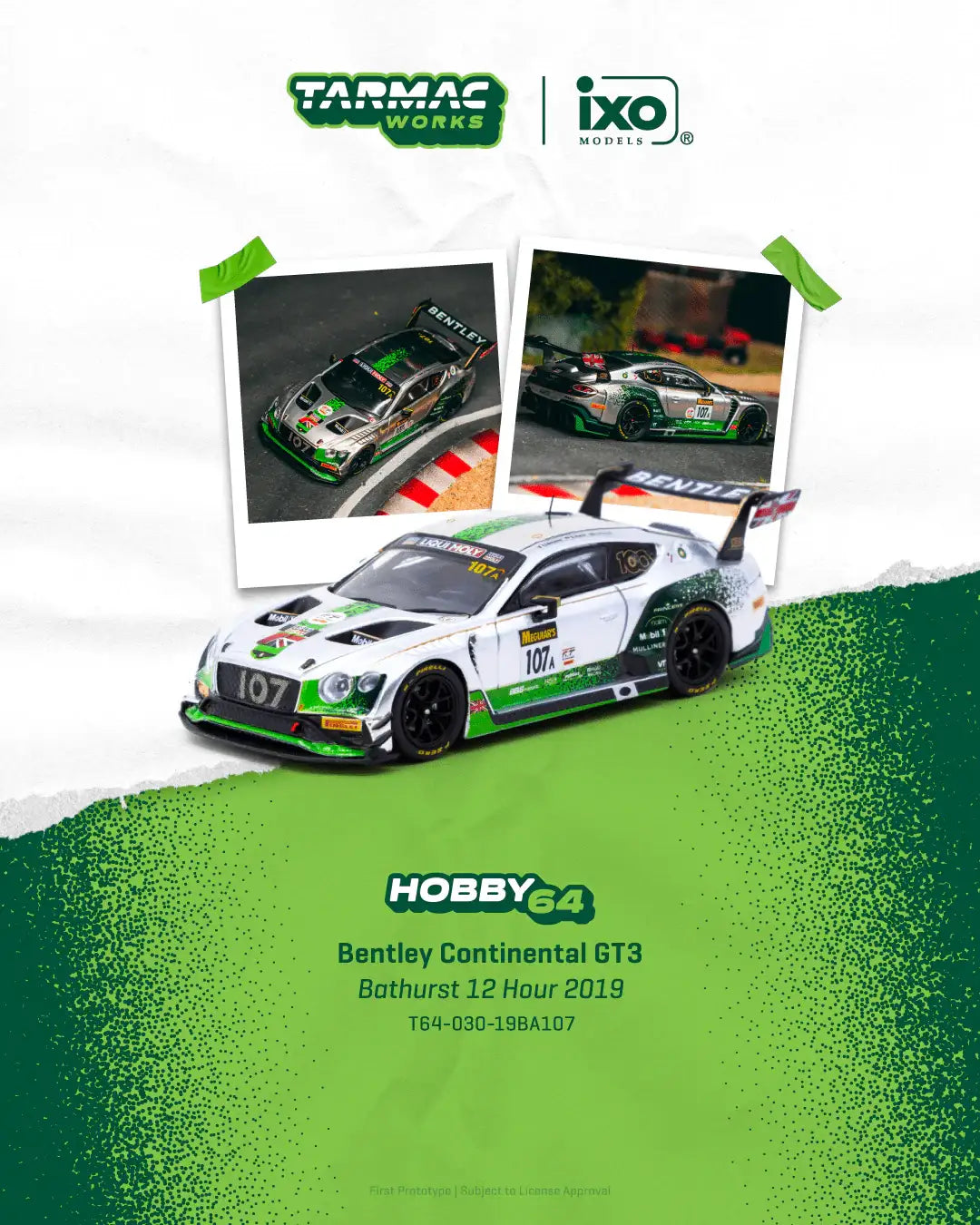 Tarmac Works Tarmac Works 1:64 Scale Bentley Continental GT3 Bathurst 12 Hour 2019 #107
