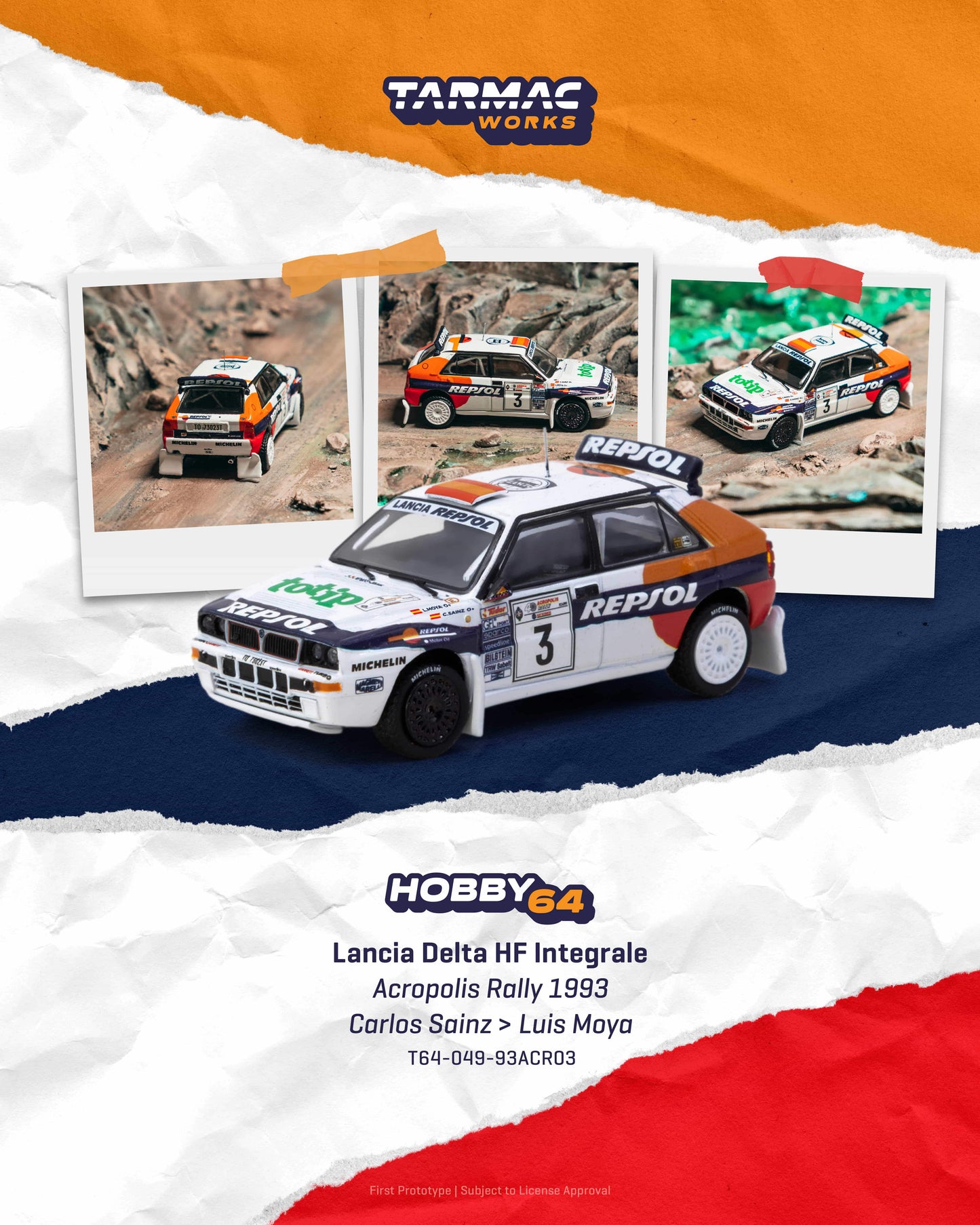 Tarmac Works 1:64 Scale Lancia Delta HF Integrale Acropolis Rally 1993