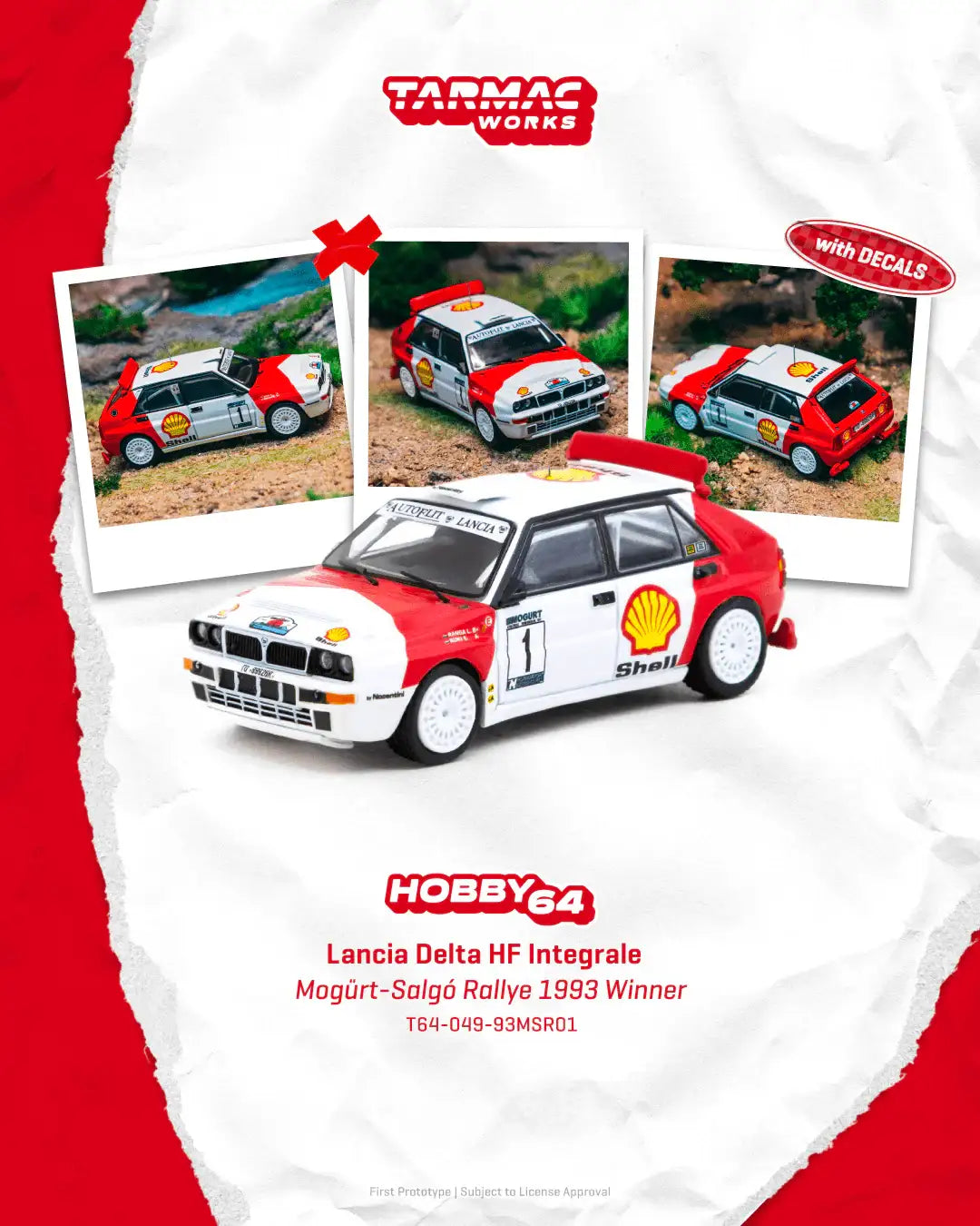 Tarmac Works 1:64 Scale Lancia Delta HF Integrale Mogürt-Salgó Rallye 1993 Winner