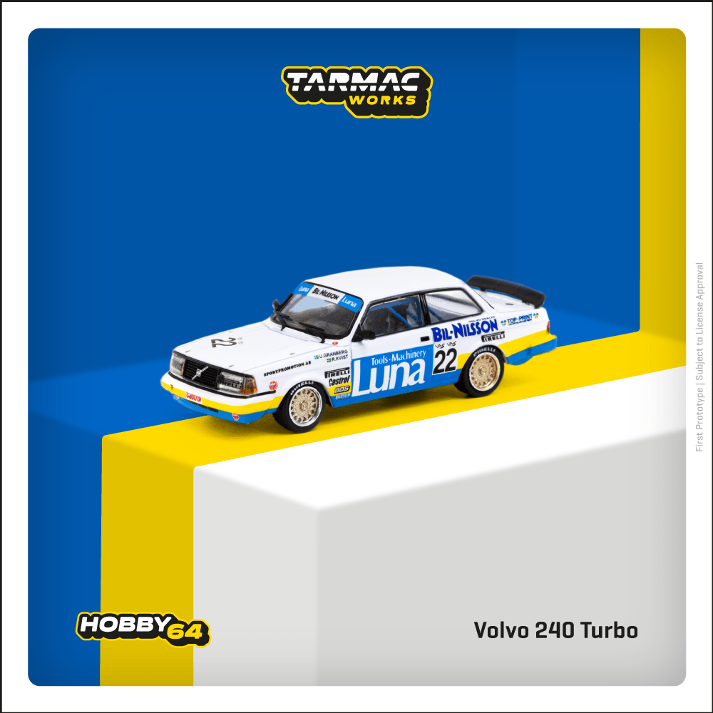 Tarmac Works 1:64 Scale Volvo 240 Turbo ETCC Zolder 1984 Winner Ulf Granberg / Robert L. Kvist