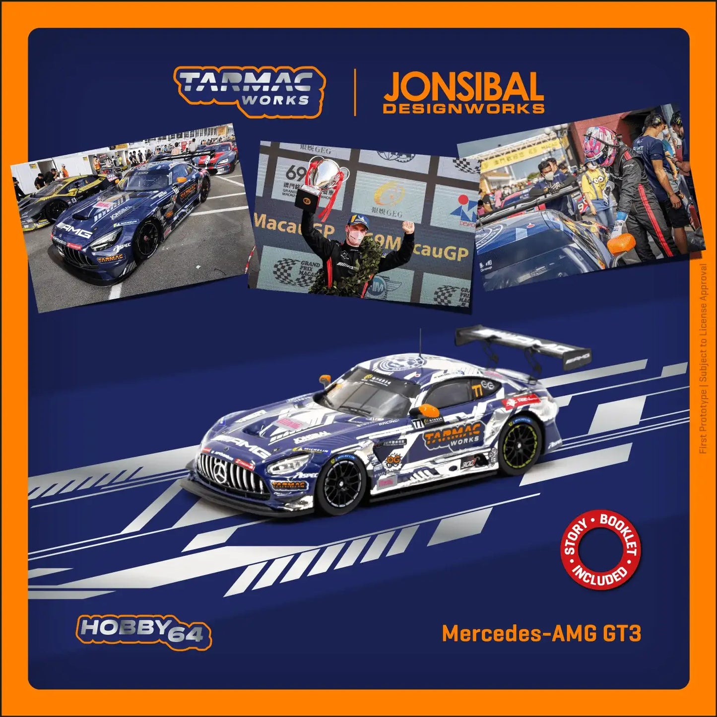Tarmac Works 1:64 Scale Mercedes-AMG GT3 Macau GT Cup 2022 Winner Craft-Bamboo Racing Maro Engel
