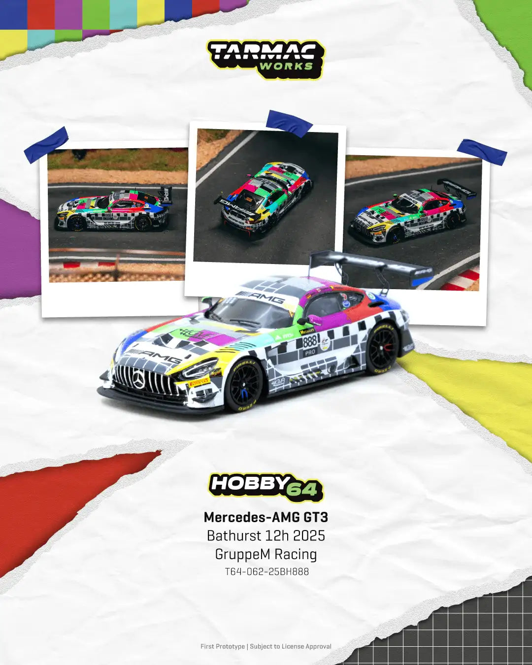 Tarmac Works Tarmac Works 1:64 Scale Mercedes-AMG GT3 Bathurst 12h 2025 GruppeM Racing #888