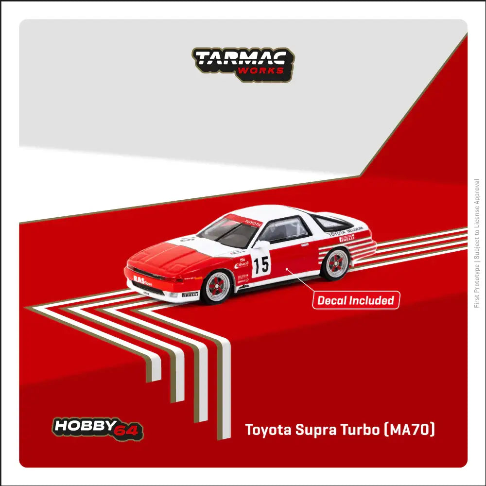 Tarmac Works 1/64 Scale Toyota Supra Turbo (MA70) ETCC 1987 M. Micangeli / E. Calderari - Decal included