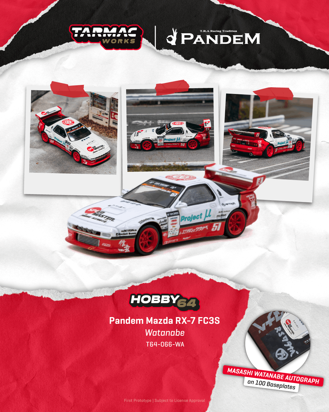 Tarmac Works T64-066-WA Pandem Mazda RX-7 FC3S Watanabe