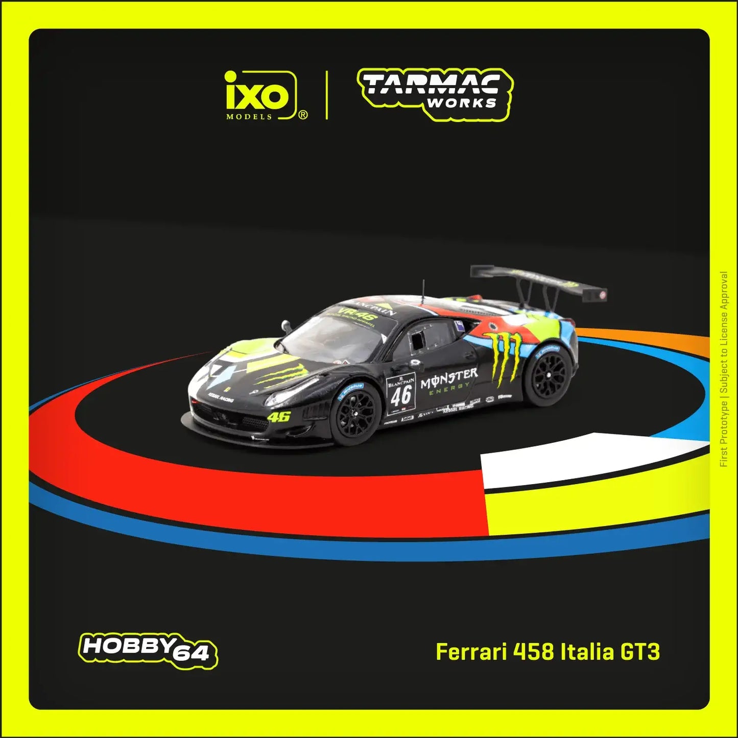 Tarmac Works 1:64 Ferrari 458 Italia GT3 Blancpain Endurance Series 2012 – MONZA V. Rossi / A. Salucci / A.Ceccato