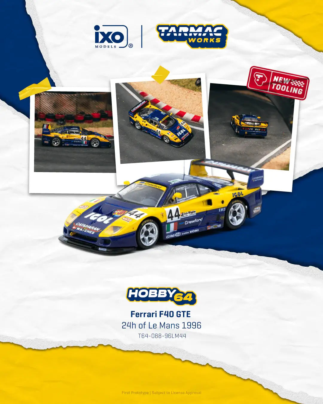 Tarmac Works Tarmac Works 1:64 Scale Ferrari F40 GTE 24h Le Mans 1996 #44