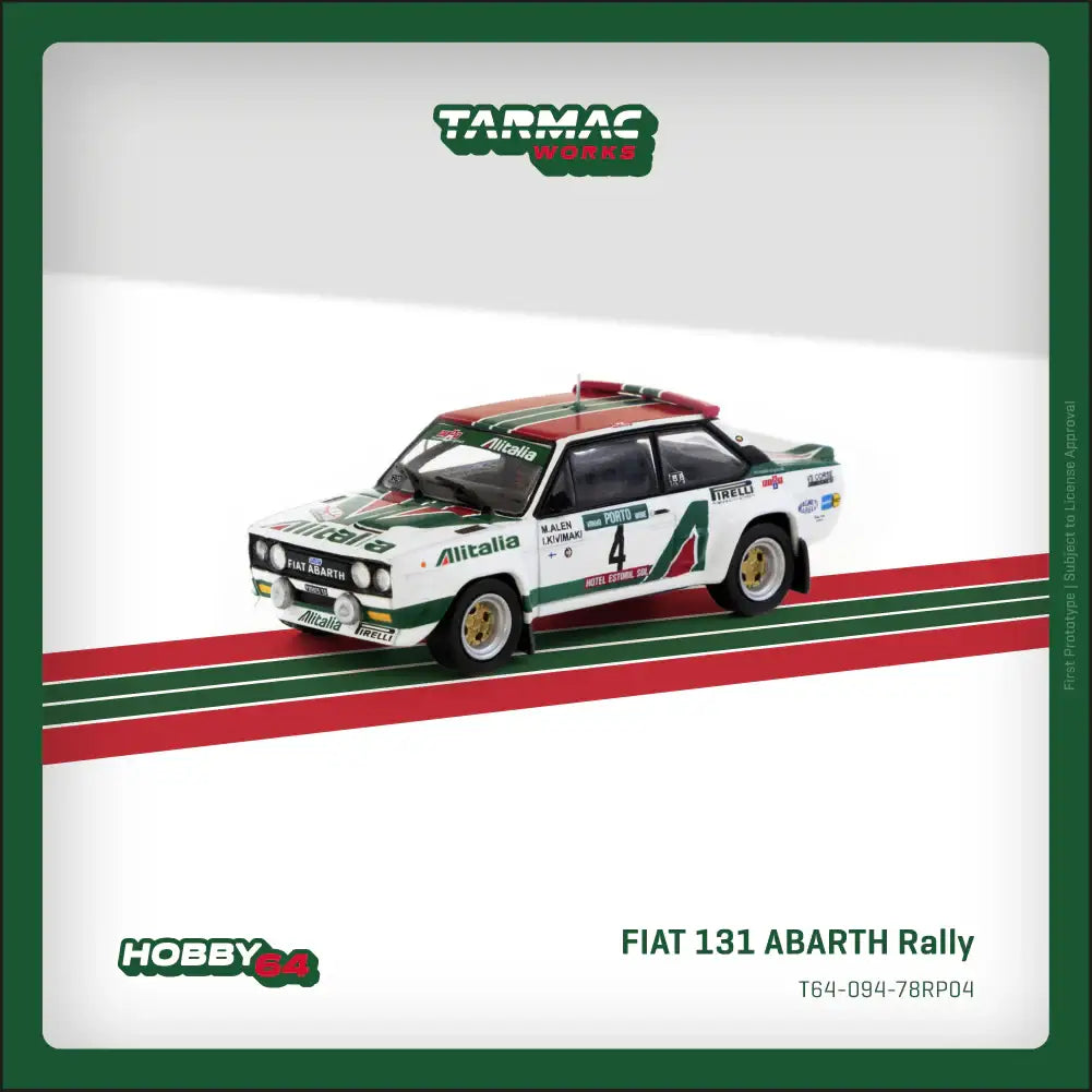 Tarmac Works 1:64 FIAT 131 ABARTH Rally Rallye de Portugal - Vinho do Porto 1978 Winner Markku Alén / Ilkka Kivimäki