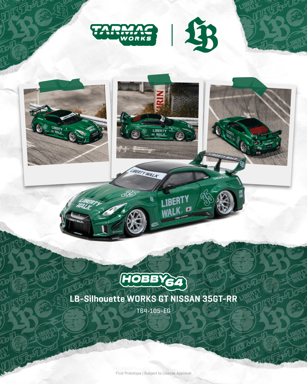 Hobby64 T64-105-EG LB-Silhouette WORKS GT NISSAN 35GT-RR Emerald Green