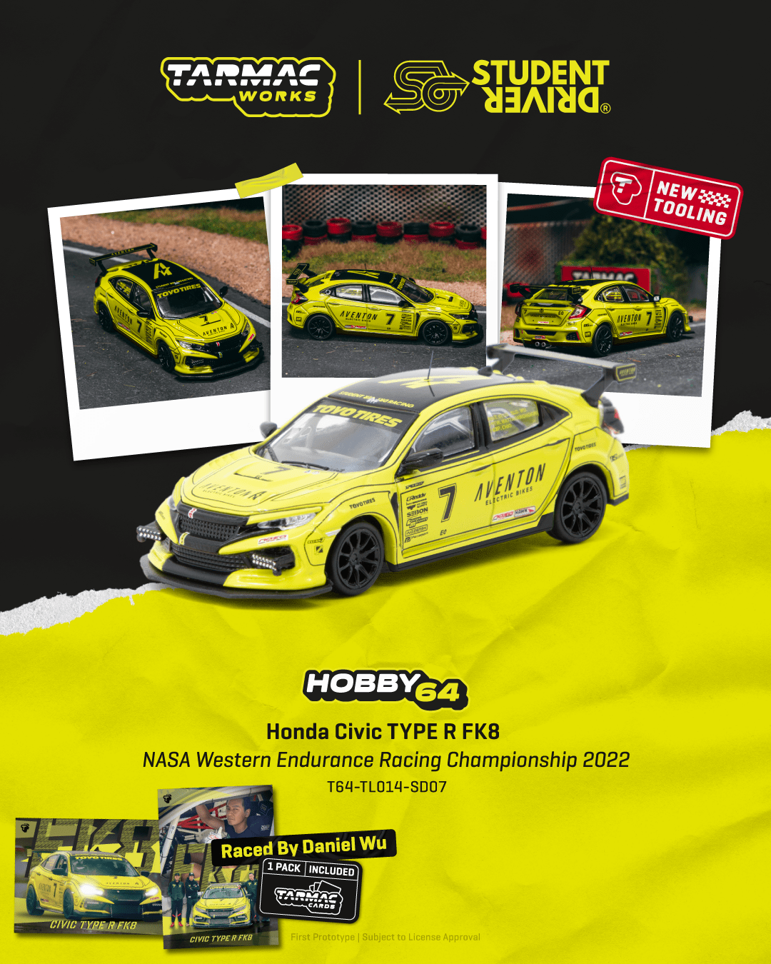 Tarmac Works 1:64 Scale Honda Civic TYPE R FK8 NASA Western Endurance Racing Championship 2022