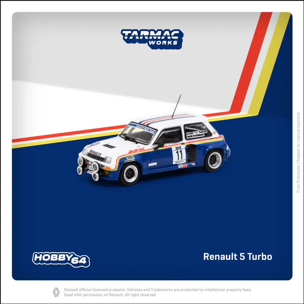Tarmac Works 1:64 Scale Renault 5 Turbo Rally Costa Brava 1985 Attila Ferjáncz / János Tandari