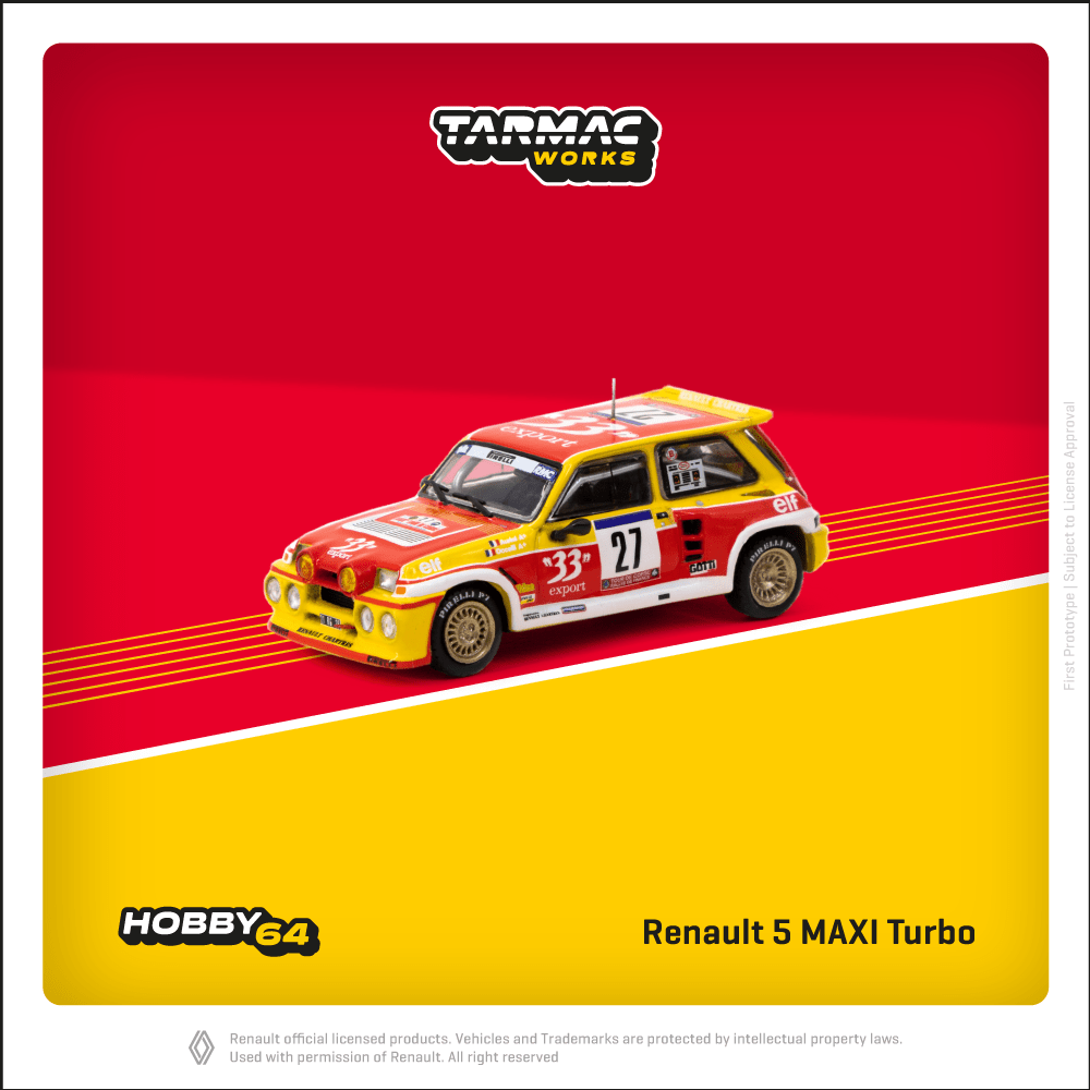 Tarmac Works 1:64 Scale Renault 5 MAXI Turbo Tour de Corse - Rallye de France 1985 Didier Auriol / Bernard Occelli