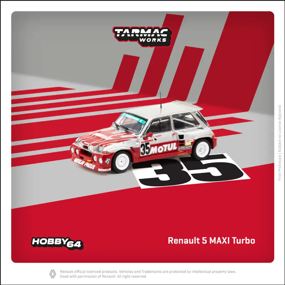 Tarmac Works 1:64 Scale Renault 5 MAXI Turbo European Hill-Climb Championship 1987 Giovanni Rossi
