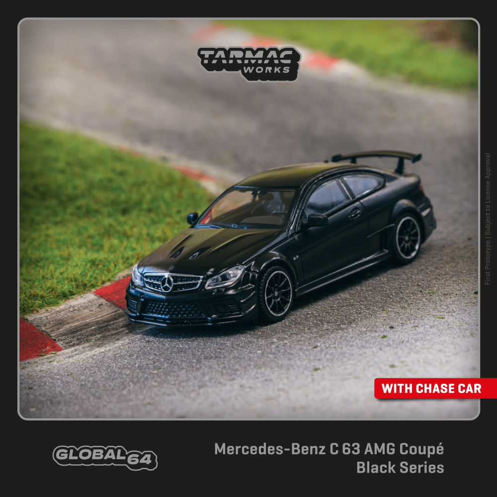 Tarmac Works 1:64 Scale Mercedes-Benz C 63 AMG Coupé Black Series Matte Black