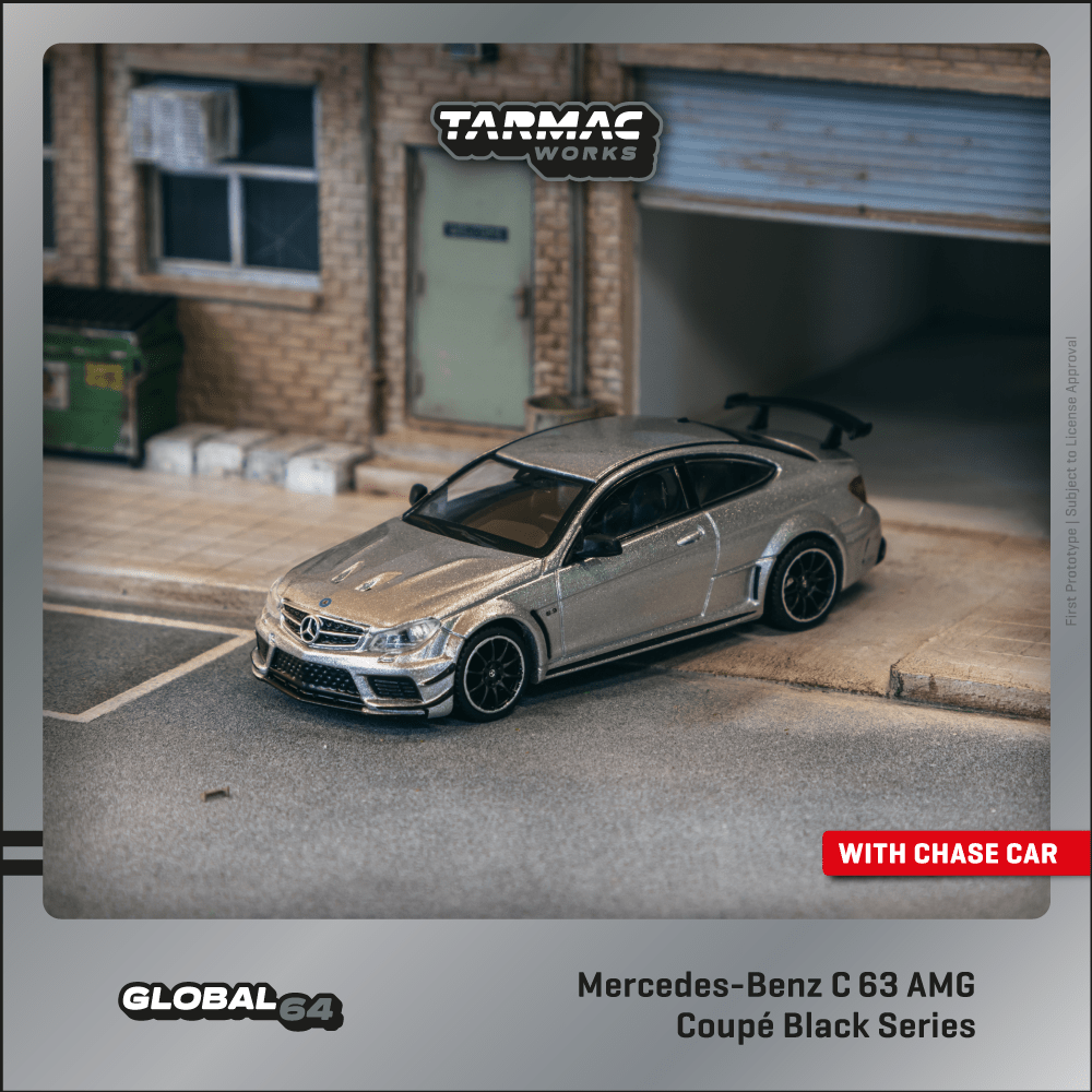 Tarmac Works 1:64 Scale Mercedes-Benz C 63 AMG Coupé Black Series Silver Metallic