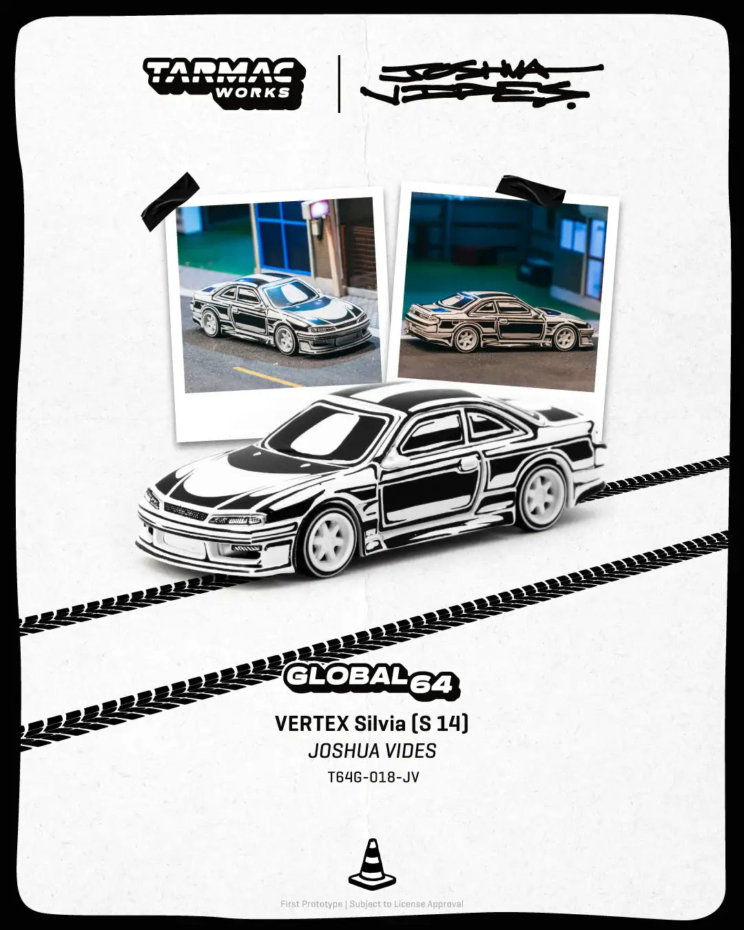 Tarmac Works 1:64 Scale VERTEX Silvia (S 14) - Designed by JOSHUA VIDES
