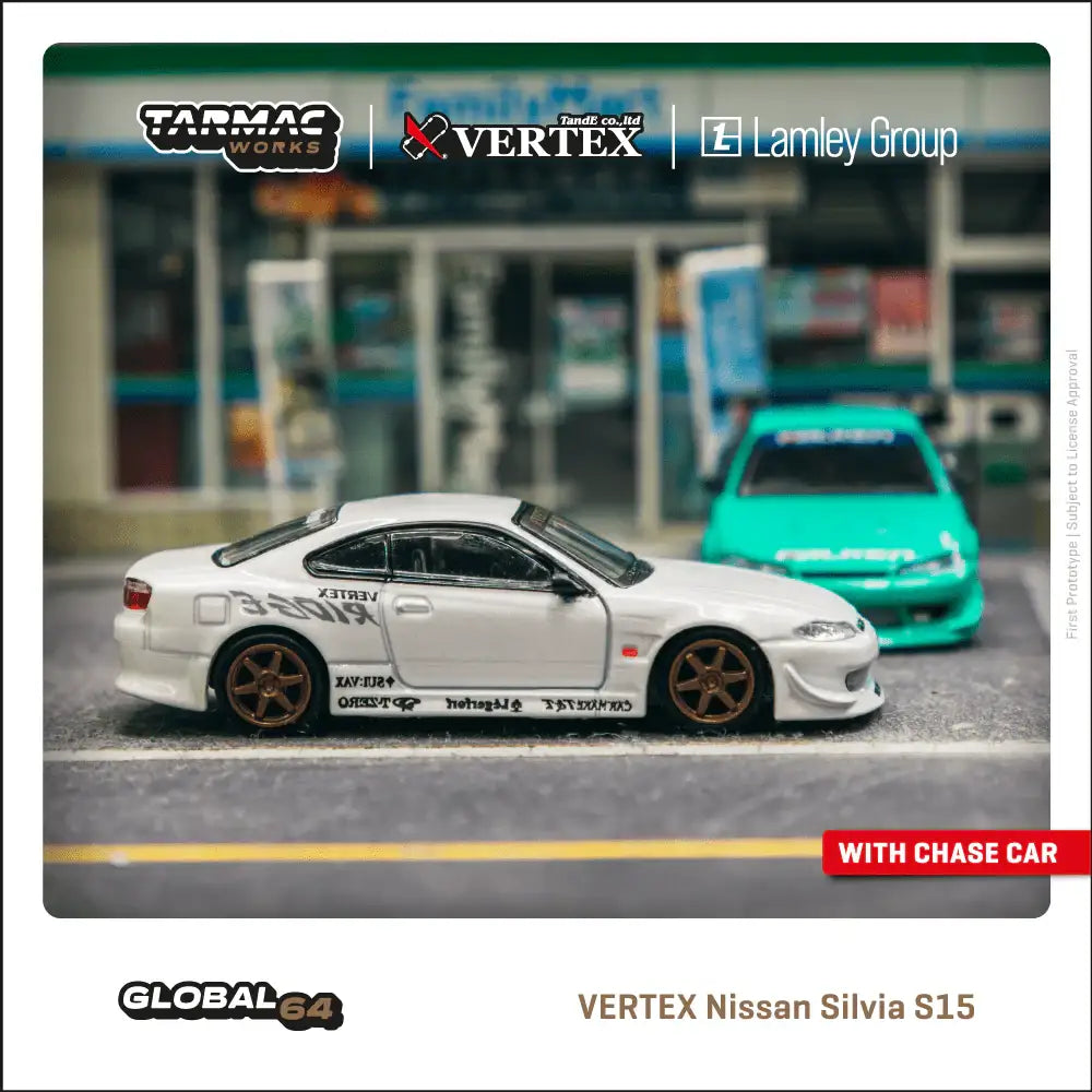Tarmac Works x VERTEX Nissan Silvia S15 White Metallic Lamley