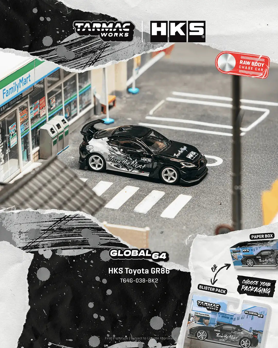 Tarmac Works 1:64 Scale Blister HKS Toyota GR86 Black