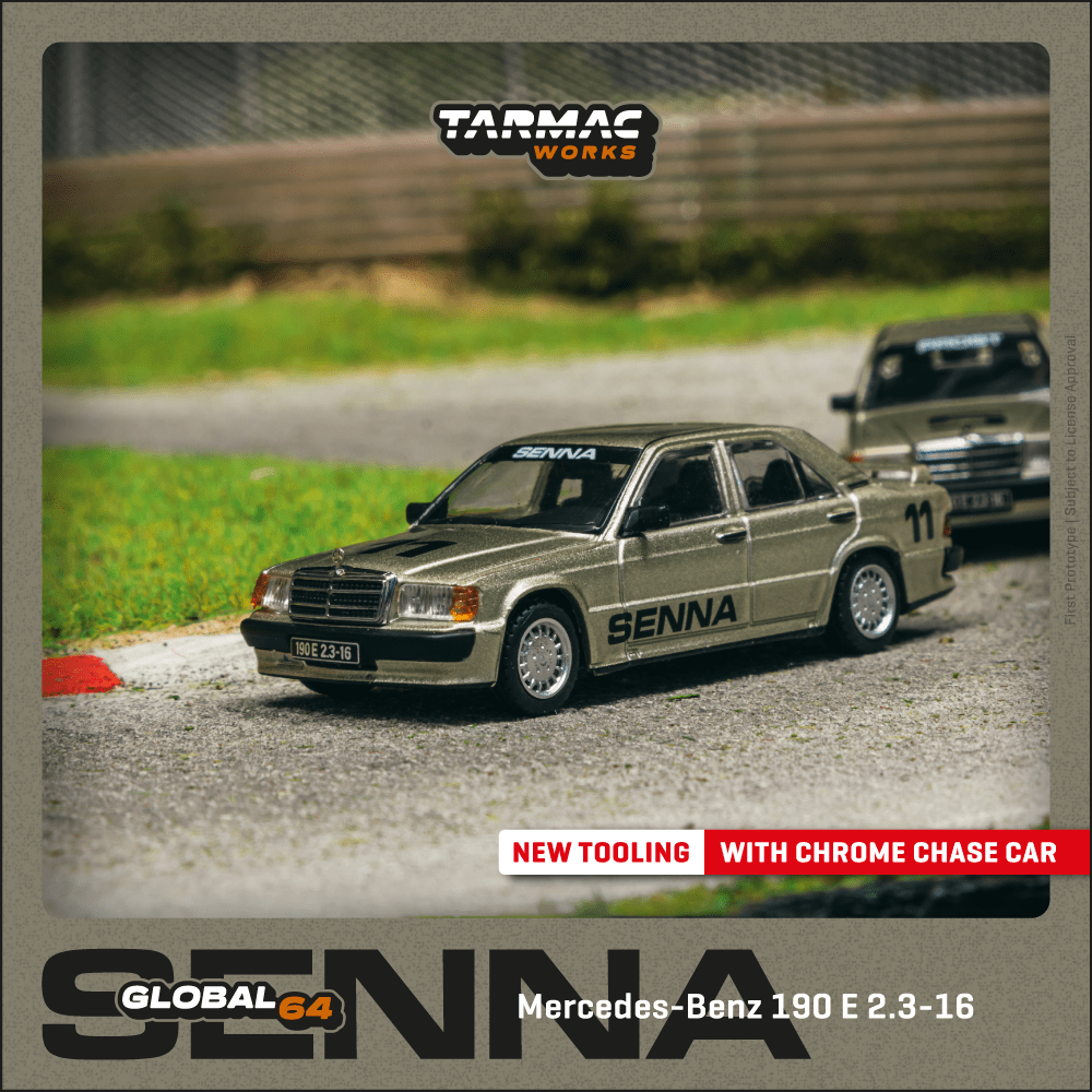 Tarmac Works 1:64 Scale Mercedes-Benz 190 E 2.3-16 Race of Champion 1984 Ayrton Senna