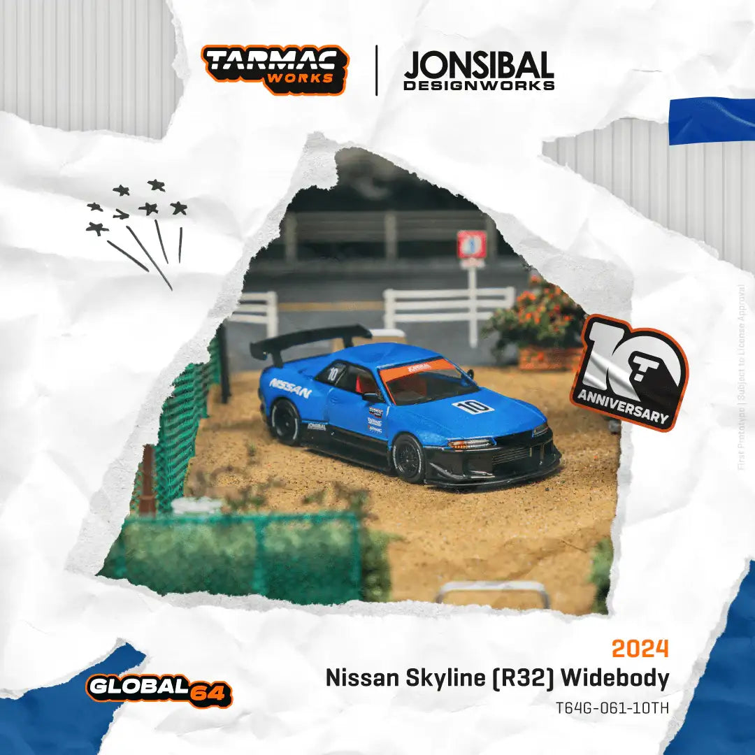 Tarmac Works 1:64 Scale 10th Anniversary Box Set Nissan Skyline (R32) Widebody - Designed by Jon Sibal Tarmac Works 10th Anniversary