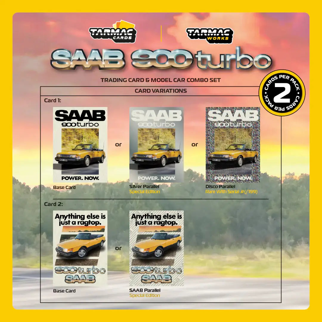Tarmac Works 1:64 Scale Saab 900 Turbo Convertible Yellow