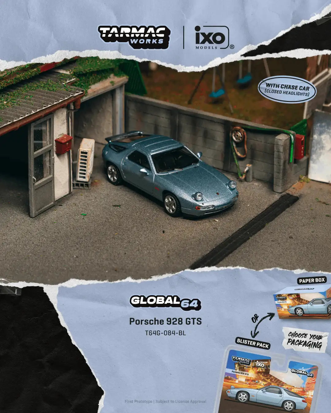 Tarmac Works 1:64 Scale Global64 Porsche 928 GTS Blue Metallic T64G-084-BL