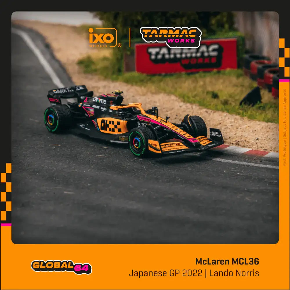 Tarmac Works 1:64 Scale McLaren MCL36 Japanese Grand Prix 2022 Lando Norris