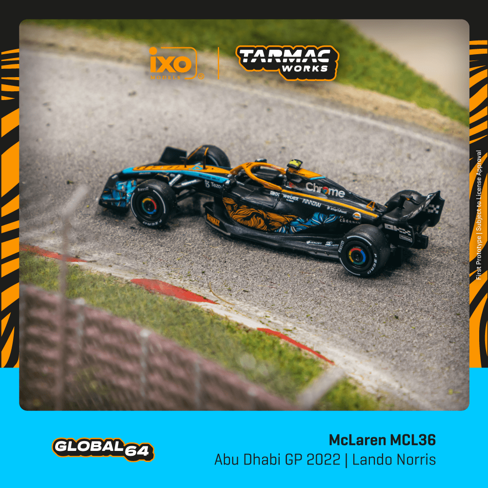 Tarmac Works 1:64 Scale McLaren MCL36 Abu Dhabi Grand Prix 2022 Lando Norris