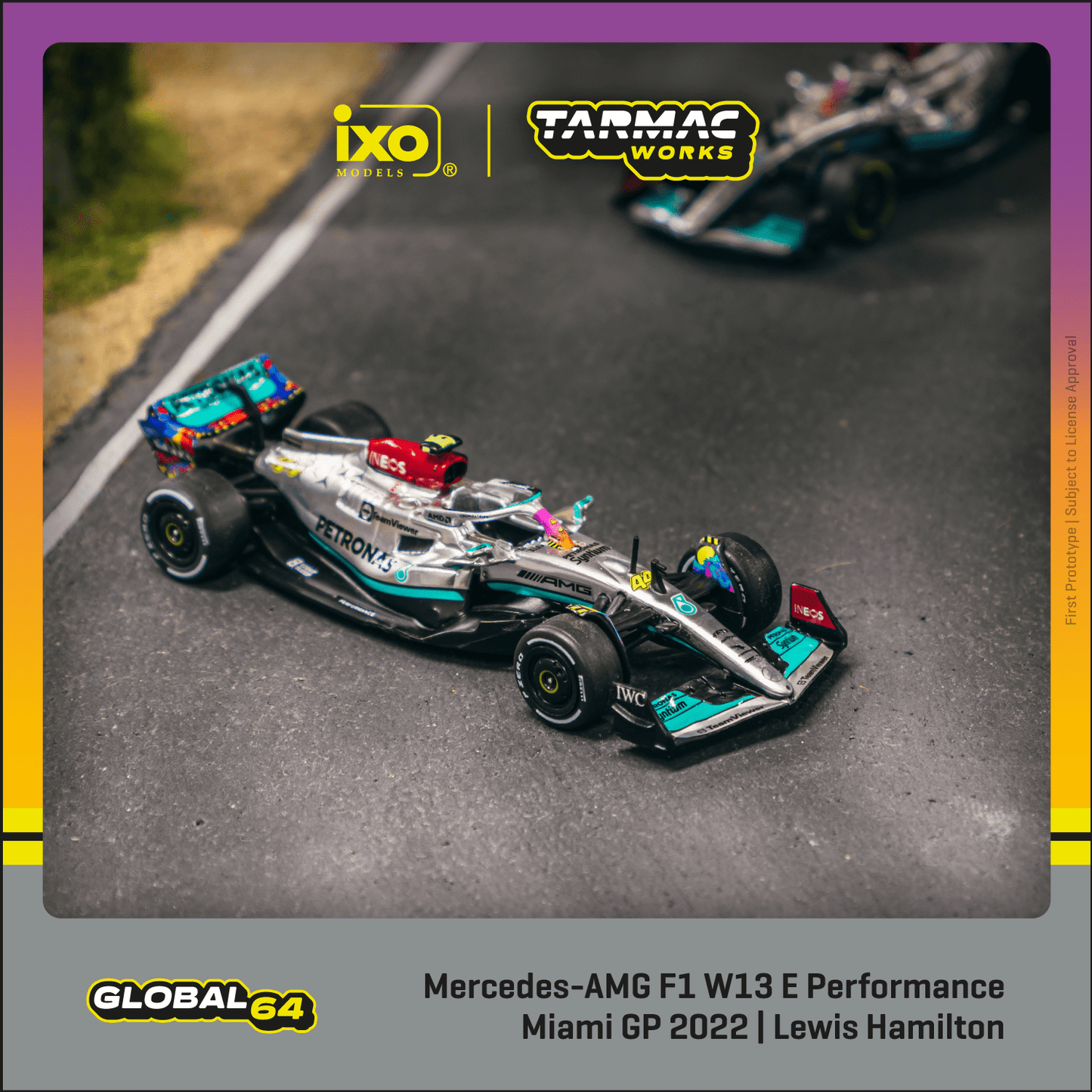 Tarmac Works 1:64 Scale Mercedes-AMG F1 W13 E Performance Miami Grand Prix 2022 Lewis Hamilton