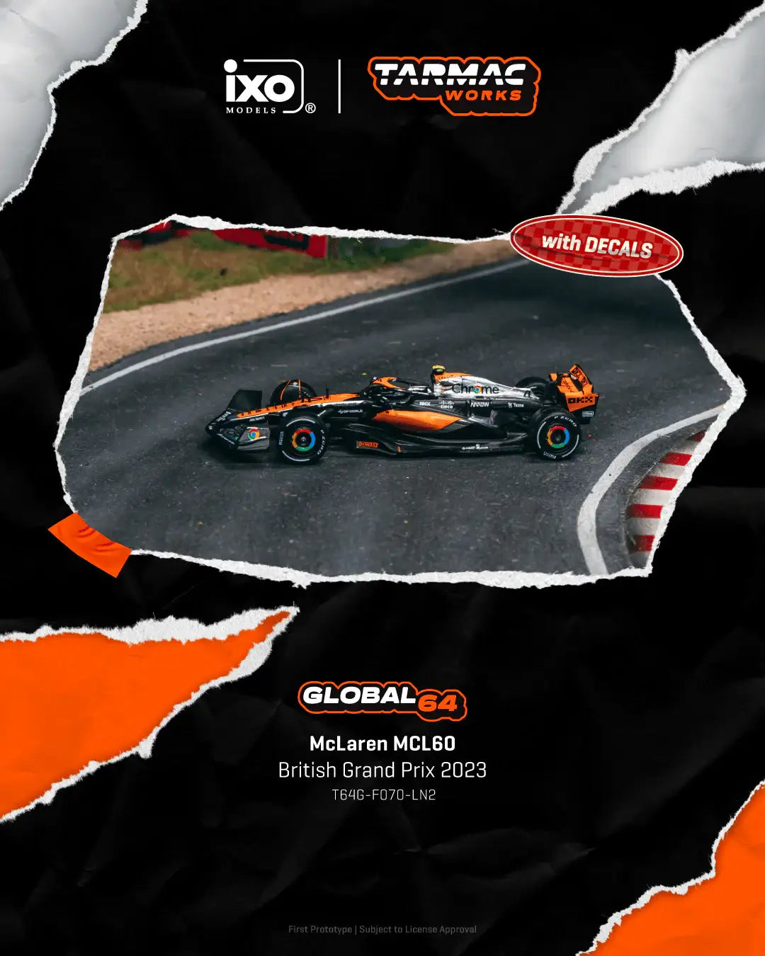 Tarmac Works Tarmac Works 1:64 Scale McLaren MCL60 #4 Lando Norris British Grand Prix 2023