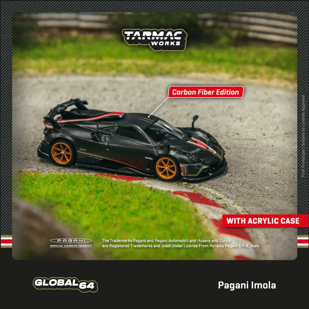 Tarmac Works 1:64 Scale Pagani Imola Matt Black Carbon Fiber T64G-TL046-BCF