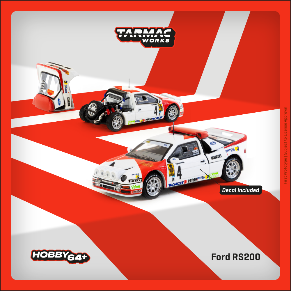 Tarmac Works 1:64 Scale Ford RS200 Rallye Catalunya 1986 Antonio Zanini / Josep Autet