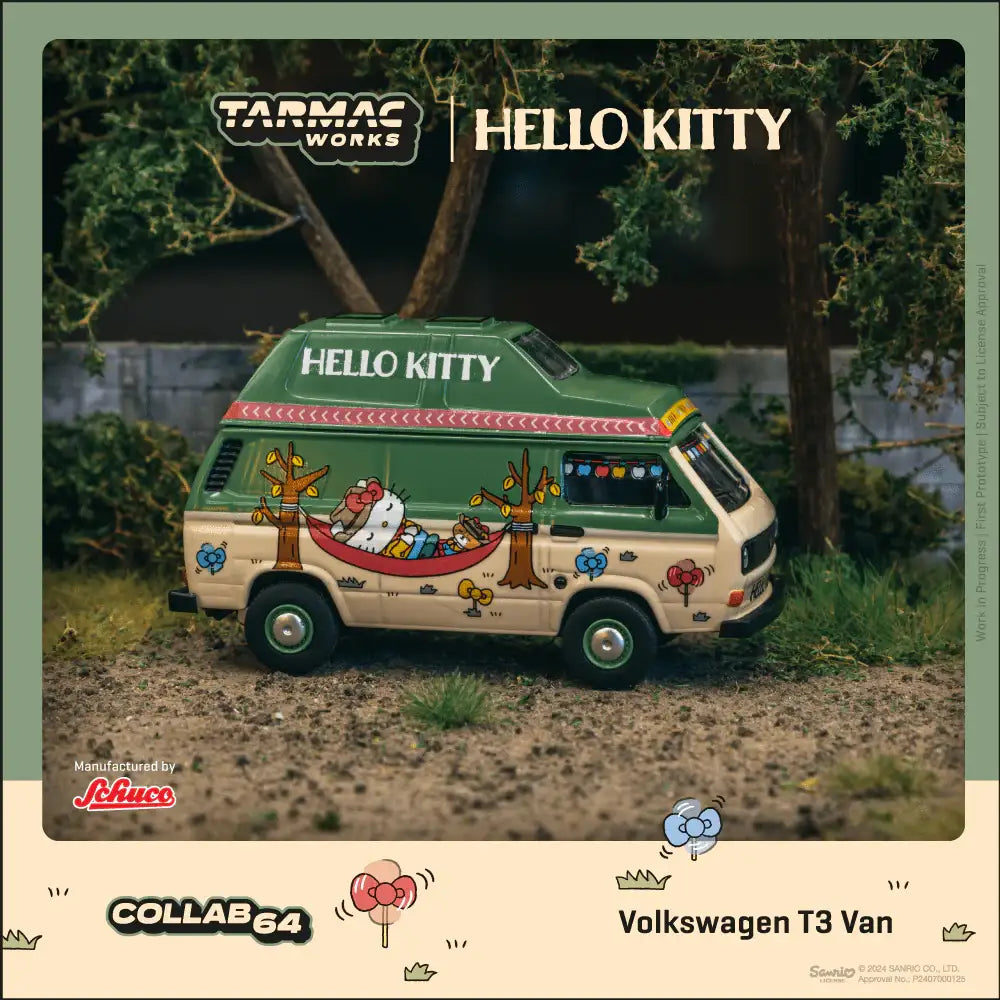 Tarmac Works 1:64 Scale Volkswagen T3 Van Hello Kitty Camping T64S-001-HK