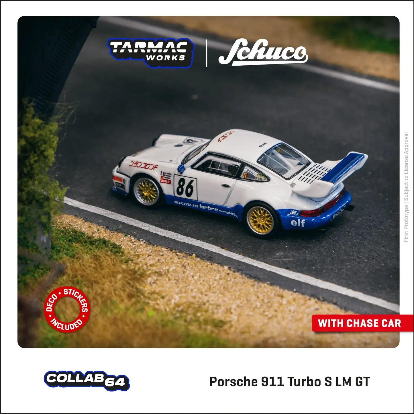 Tarmac Works Tarmac Works X Schuco 1:64 Scale Porsche 911 Turbo S LM GT Suzuka 1000km 1994 #86