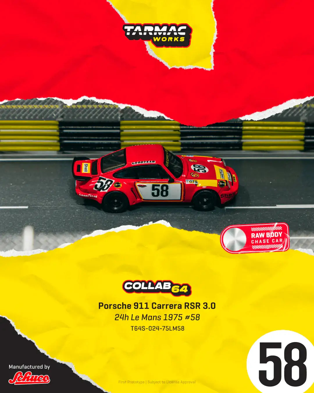 Tarmac Works Tarmac Works 1:64 Scale Porsche 911 Carrera RSR 3.0 - 24h Le Mans 1975 #58