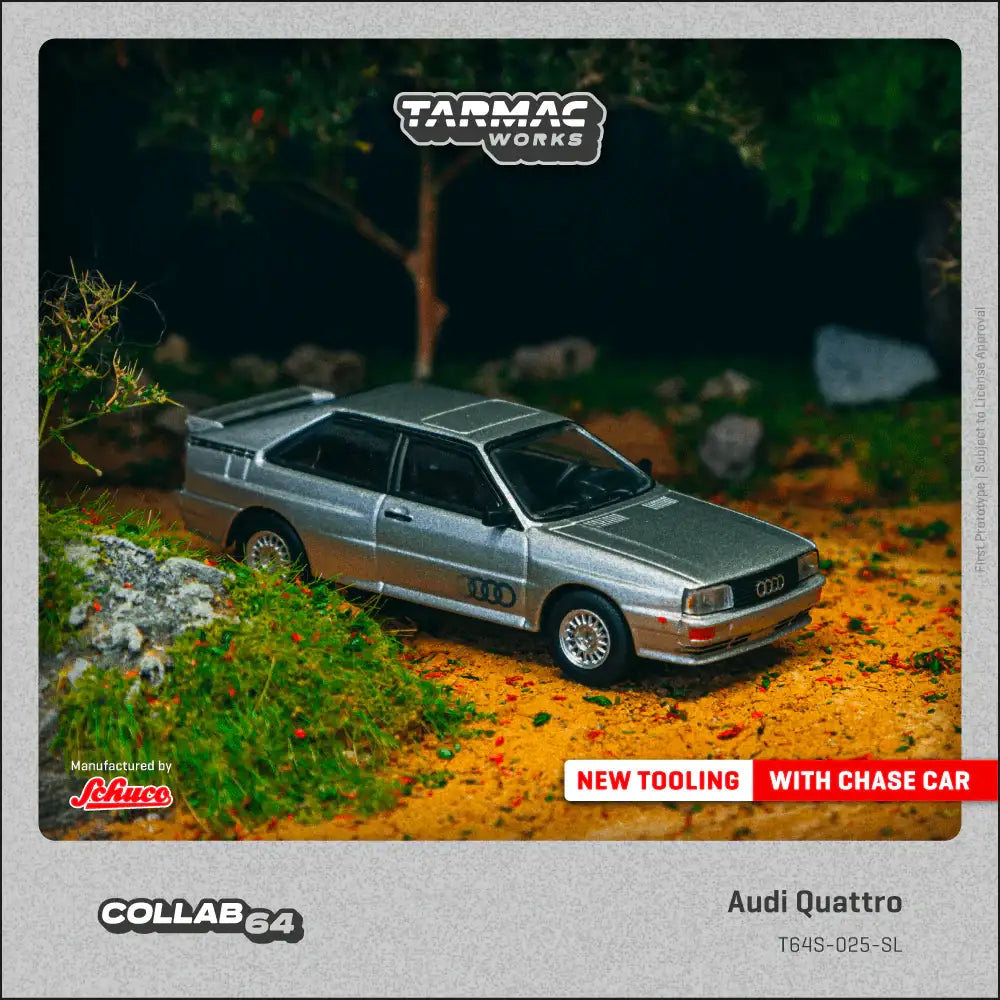 Tarmac Works X Schuco 1:64 Scale Audi Quattro Silver