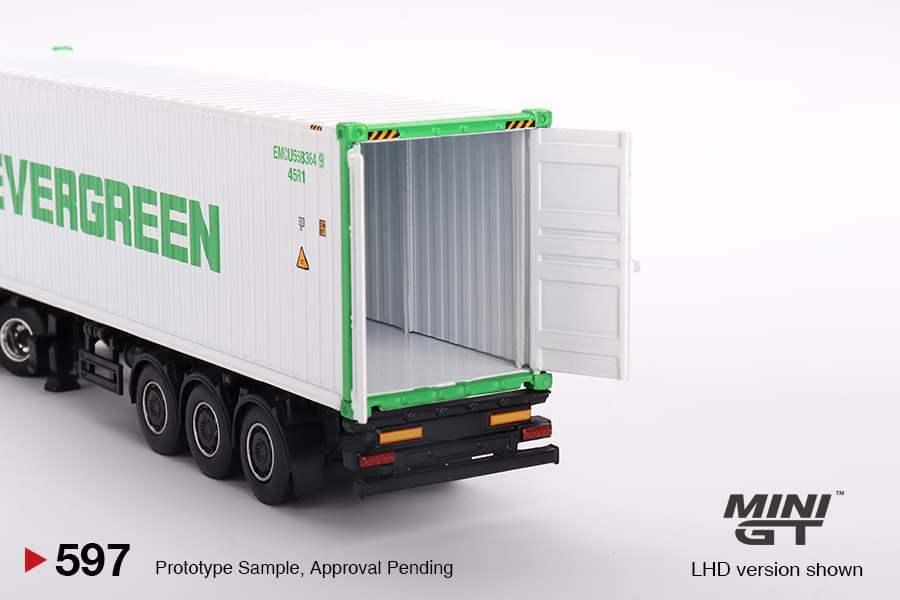 Mini GT MINI GT #597 1/64 Western Star 49X Blue w/ 40' Reefer Container "EVERGREEN"