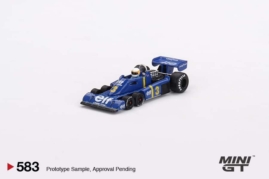 Mini GT MINI GT #583 Tyrrell P34 #3 Jody Scheckter 1976 Swedish GP Winner