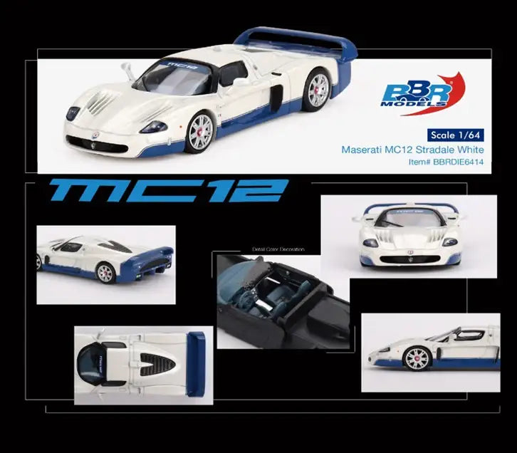 BBR Models 1/64 Maserati MC12 Stradale White