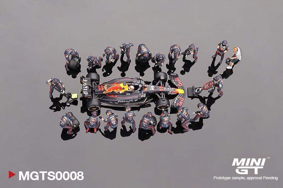 Mini GT MINI GT MGTS0008 Oracle Red Bull Racing RB18 #11 Sergio Pérez 2022 Abu Dhabi GP Pit Crew Set - Limited Edition 5000 Sets