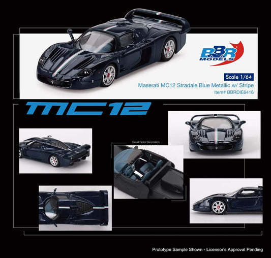 BBR Models 1/64 Maserati MC12 Stradale Blue Metallic w/ Stripe