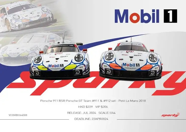 Spark Model SPARKY X Tiny 1/64 911 RSR Porsche GT Team - #911 & #912 Set - Petit Le Mans 2018